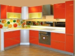 Кухненски шкафове МДФ оранжев гланц